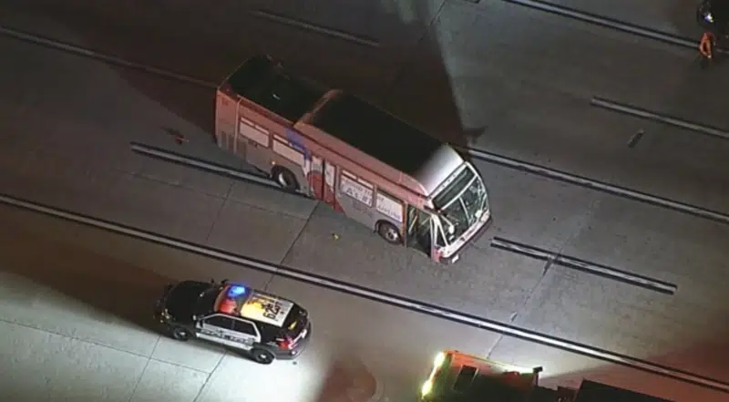 Plane being towed at LA airport collides with shuttle bus