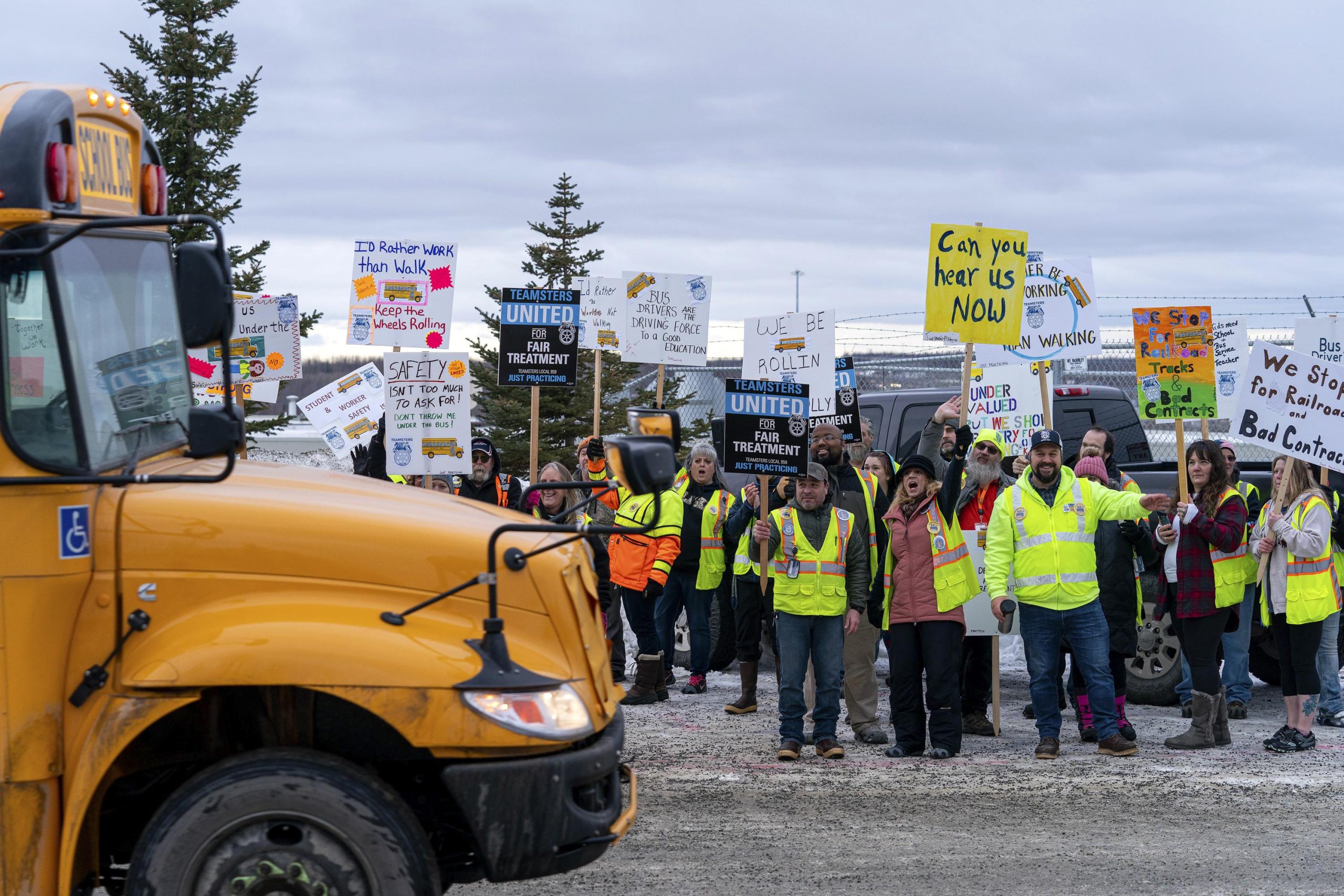 Alaska bus drivers strike in state’s second-largest school district