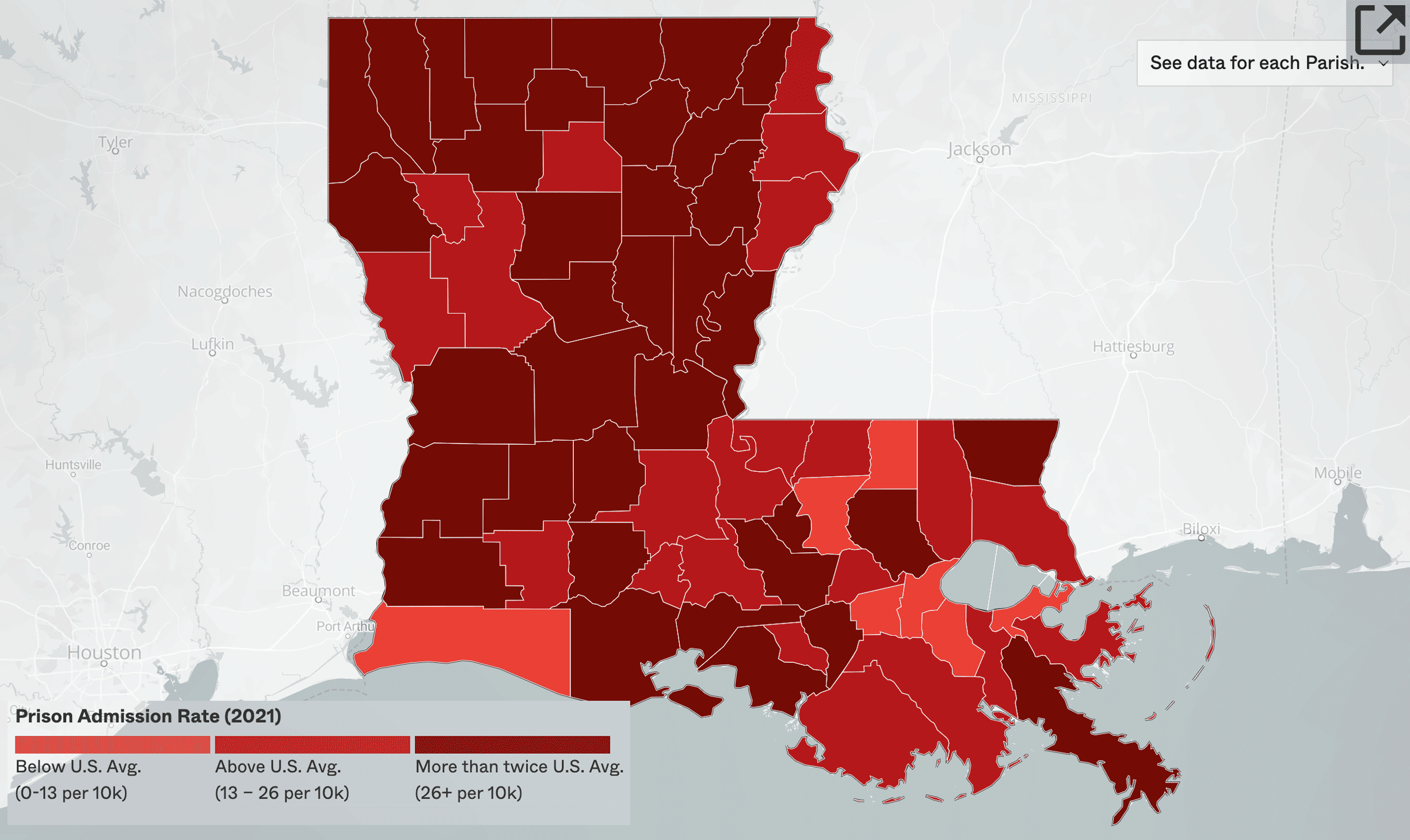 New Data Hubs Show Local Impact of Mass Incarceration in California and Louisiana