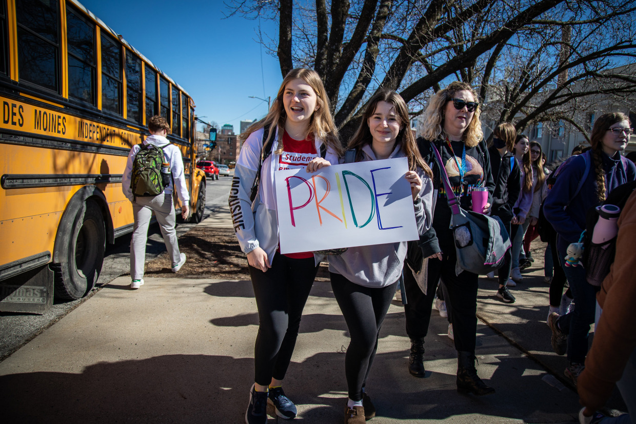 Students across Iowa take part in walkouts to protest LGBTQ bills