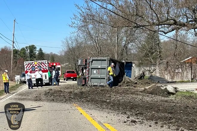 Truck hauling 40K pounds of contaminated soil from East Palestine train derailment overturns on highway