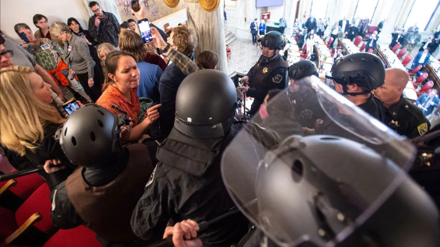 Riot police descend on Montana capitol as left-wing protestors shut down proceedings: Reports