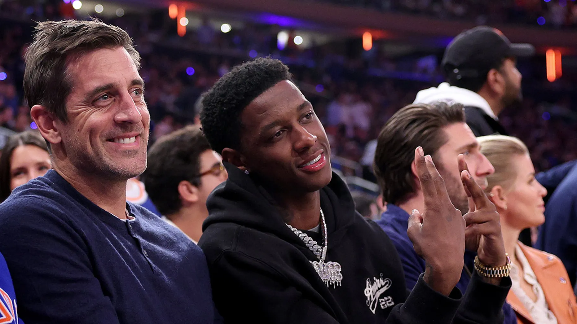Jets’ Sauce Gardner says Aaron Rodgers couldn’t believe he didn’t know A-list actress at Knicks-Heat game
