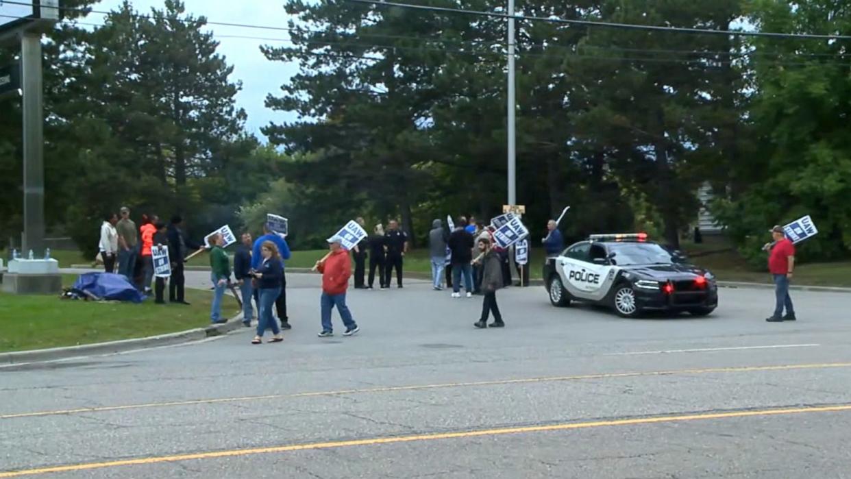 Multiple striking autoworkers struck by car outside Michigan plant