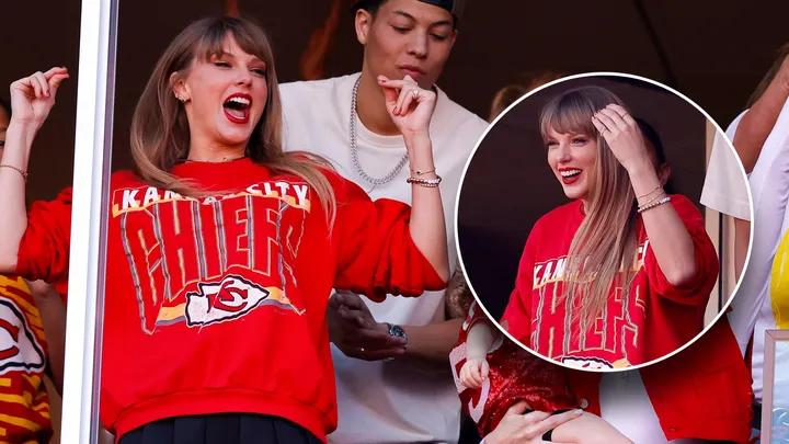 Taylor Swift sports Travis Kelce’s football jersey number on friendship bracelet at Chiefs game