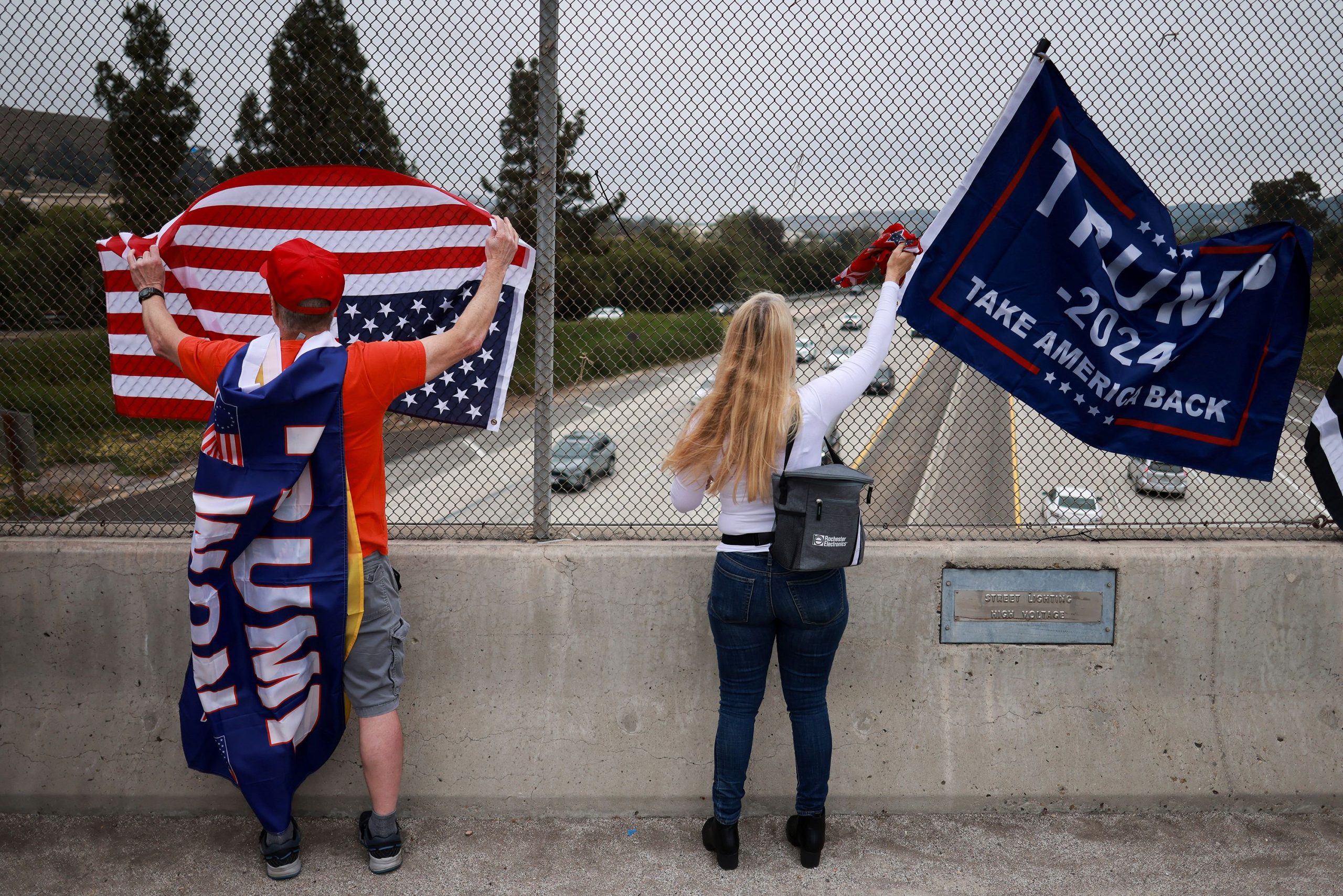 Trump fans turn US flags upside down to protest former president’s conviction