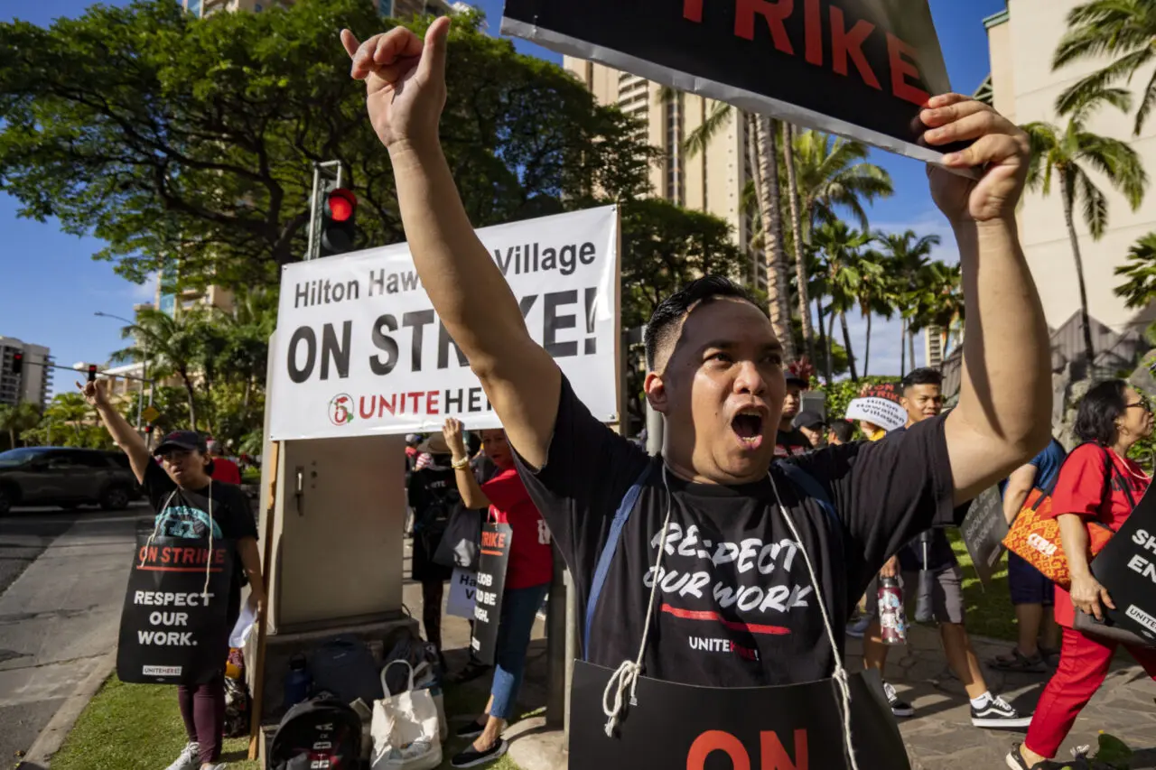 Union workers at Hawaii’s largest hotel go on strike