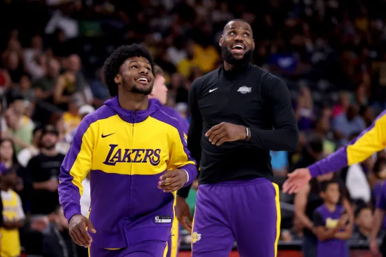 LeBron and son Bronny James play together for the first time in a preseason game for the Lakers