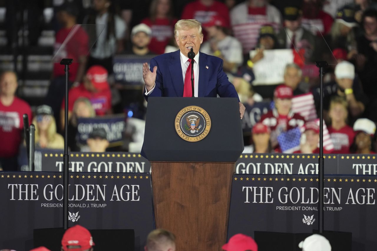 Trump rails against Fed chair, judges and Joe Biden at 100-day Michigan rally