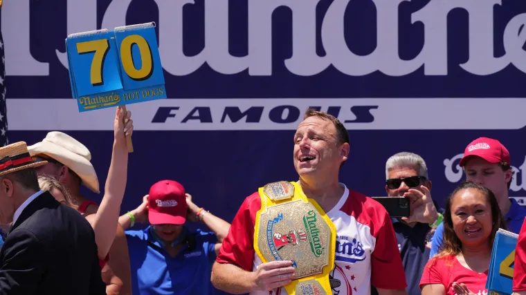 Joey ‘Jaws’ Chestnut wins Famous hot dog eating contest after 1-year absence