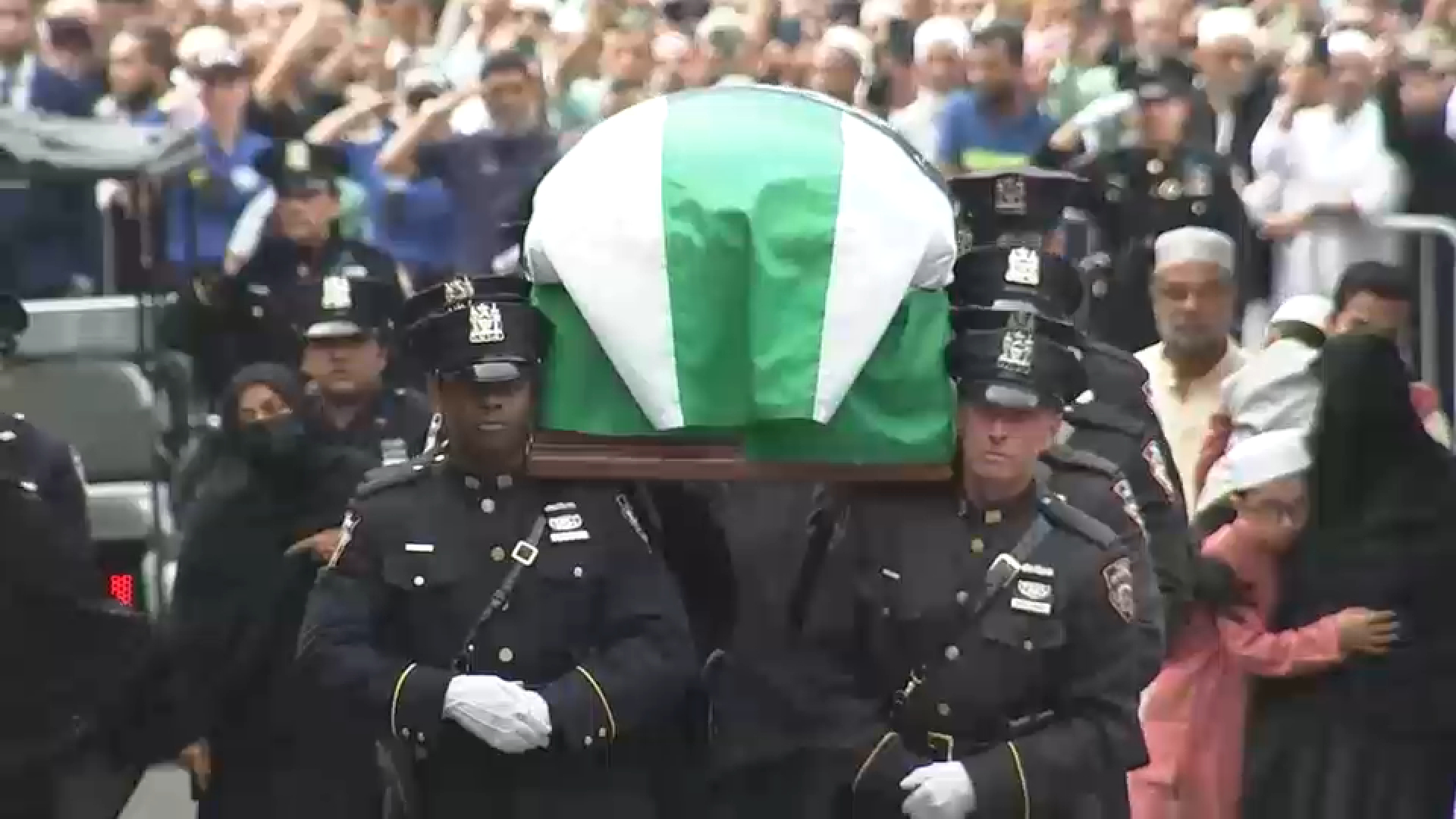 Officer killed in Manhattan shooting honored at funeral